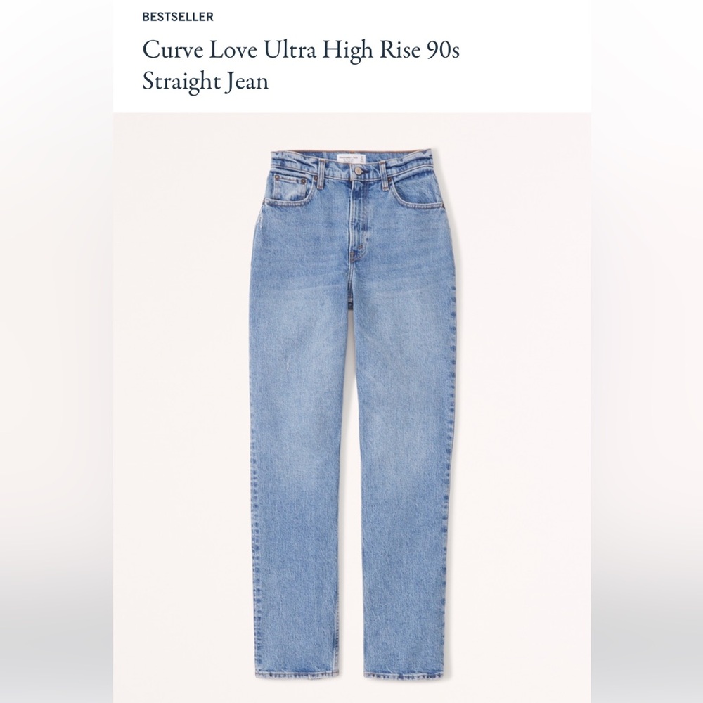 NWT Abercrombie Curve Love Ultra High Rise 90s Straight Jeans